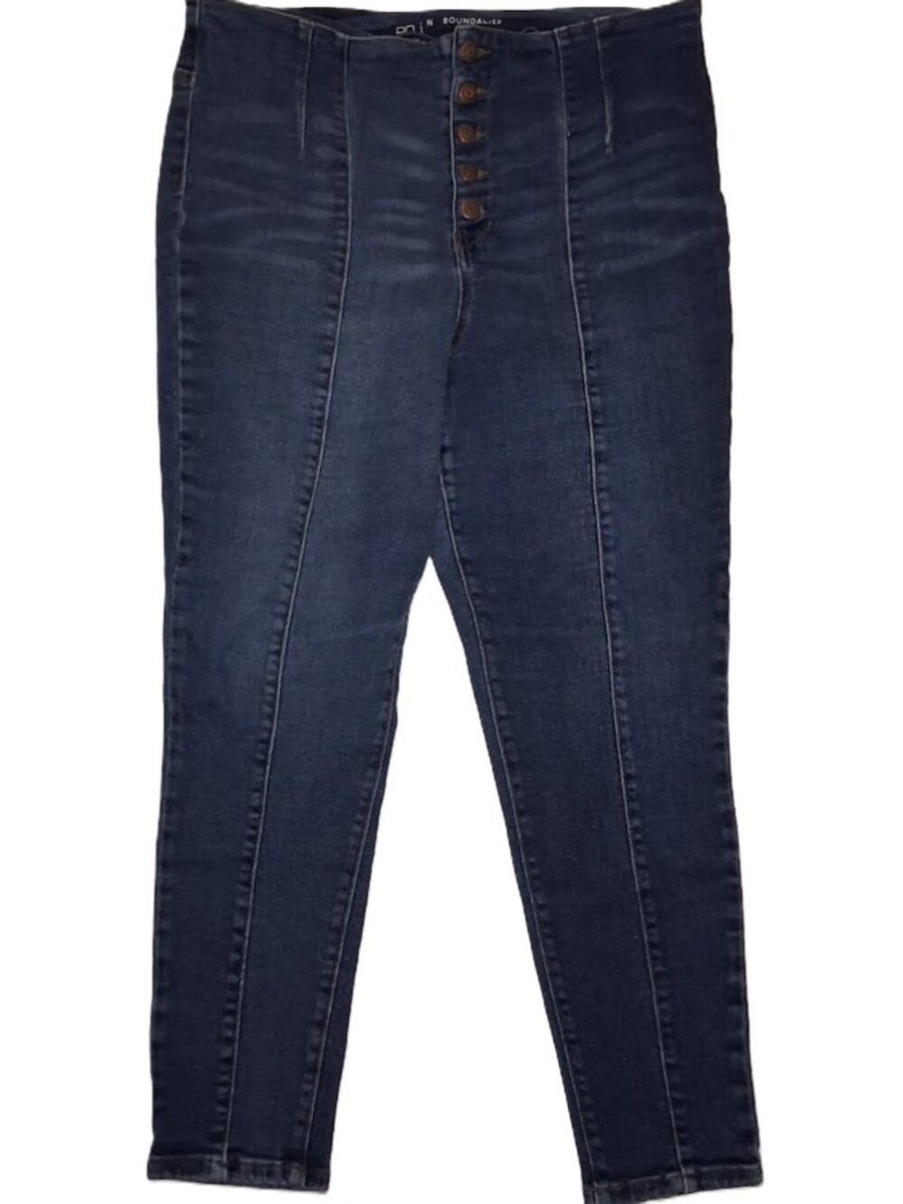No Boundaries High‑Rise Button‑Front Skinny Jeans Women’s Size 19 Blue Stretch 